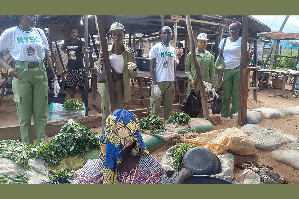 Corps members working together